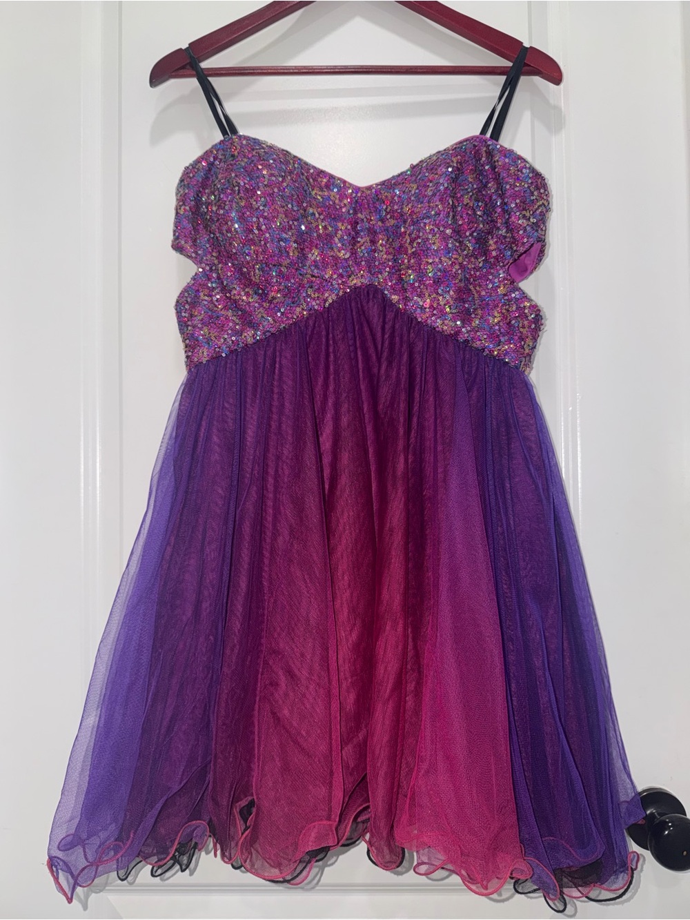 Junior 13 Purple & Pink Sequin Tulle Party Dress